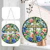5D Diamond Painting Double Sided Effect  Stained Glass Panel Decorative Home Garden Decoration Hanging Kit(Cross)