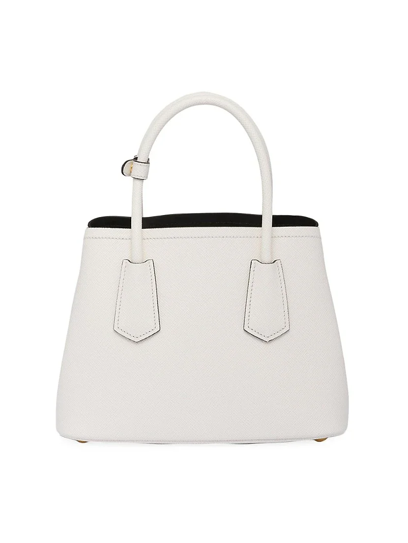 Prada Double Saffiano Leather Mini Bag white