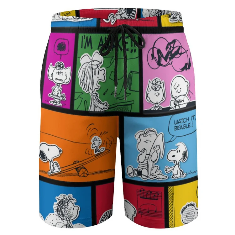 Peanuts Charlie Brown Linus Lucy Comic Boys' Quick Dry Beach Swim Trunk Shorts - Heather Prints Shirts