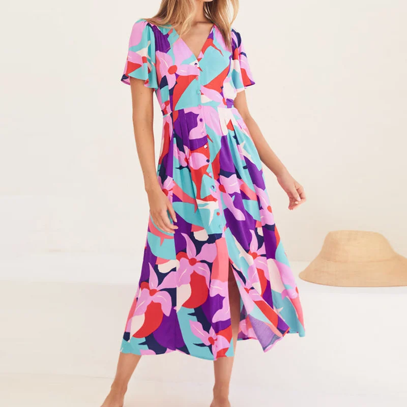 Summer women's halter print dress dress