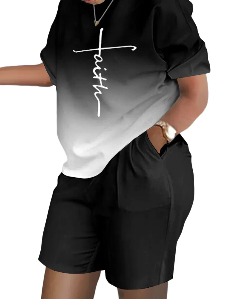 Uveng Uveng Women's Explosive Print Short Sleeve Two-Set Commuter Set