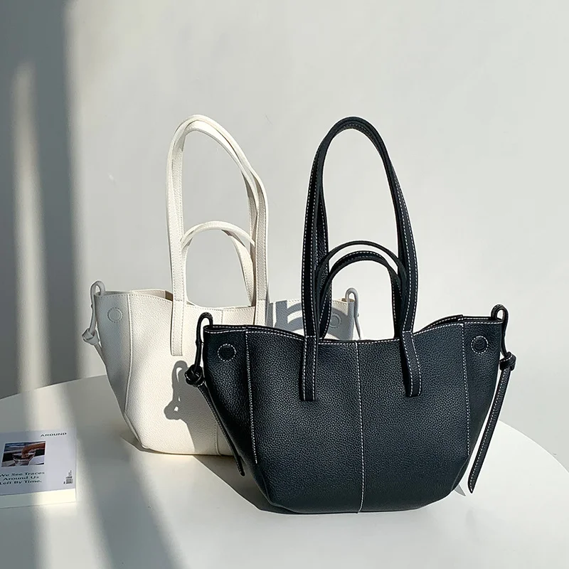 Mongw Mongw One-Shoulder PU Soft Leather Large Capacity Tote Bag Trendy Fashion Niche Design Advanced Women's Handbag