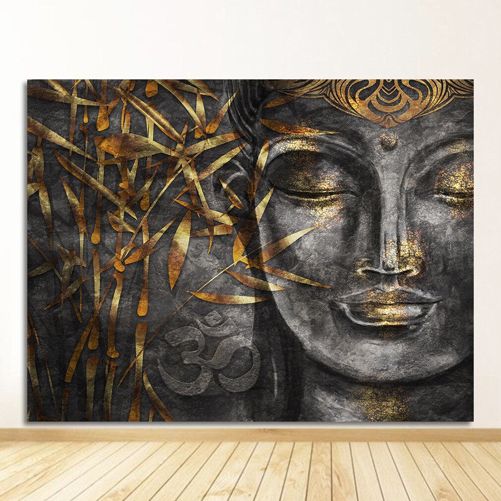 Buddhist Mood Pictures for Living Room Home Buddha Decoration Abstract Buddhism Posters and Prints Wall Art Silk Painting