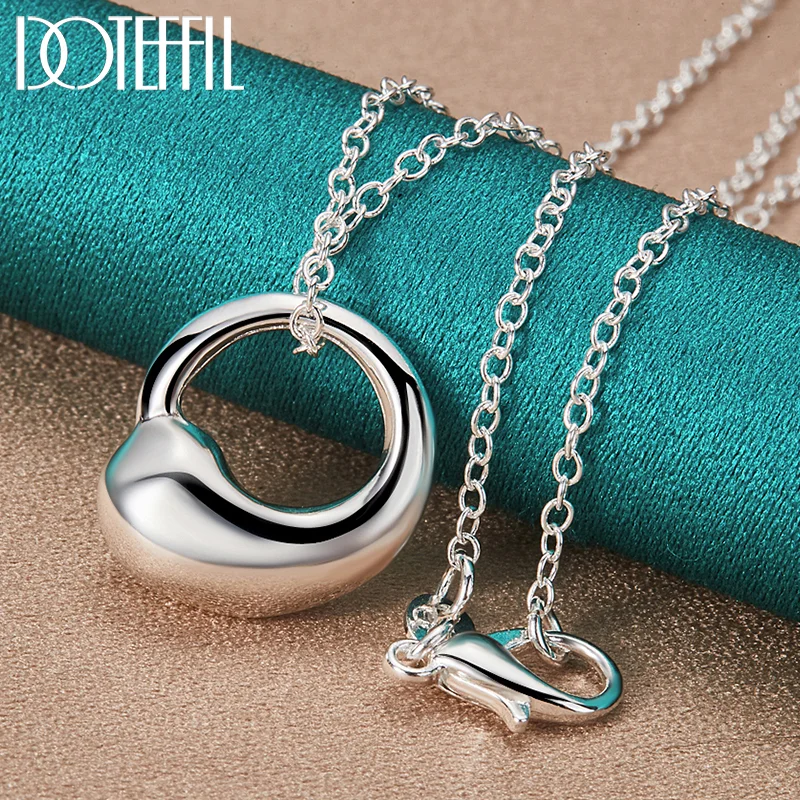DOTEFFIL 925 Sterling Silver 16-30 Inch Chain Water Droplets Pendant Necklace For Woman Man Jewelry