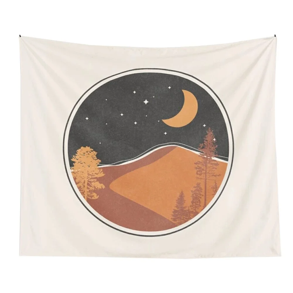 Sun Moon Abstract Mountains  Sunset Tapestry Wall Hanging Art Living Room  Room Home Decor Tablecloth Tapestries95x73CM