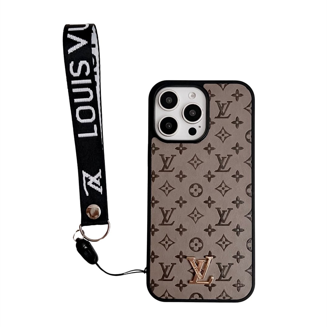 LV Elegant Bracelet Monogram 3D Embossed Soft-touch Leather Apple iPhone Case Samsung Galaxy Cover