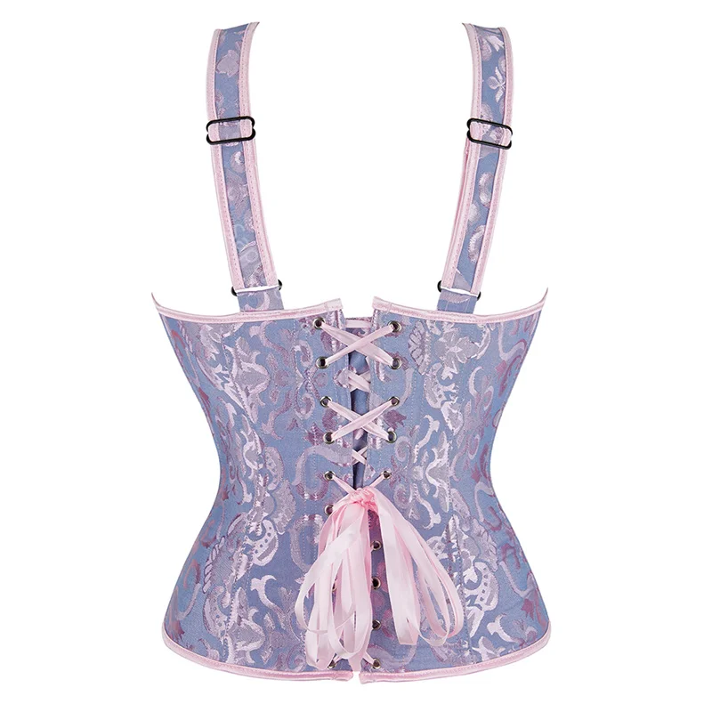 Billionm Corset Top With Straps Sexy Bustier Zipper Brocade Vest Lingerie Plus Size Gothic Overbust Corselet For Women Outfit