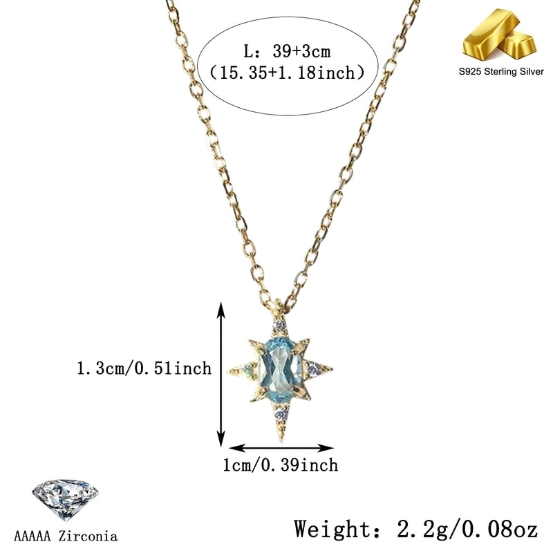 925 Sterling Silver Long-Lasting Plated Zircon Plating Inlay Star Pendant Necklace