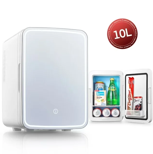 Mini fridge small bedroom refrigerator LED mirror door refrigeration
