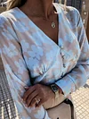 Stylish V-Neck Long Sleeve Floral Print Blouses&Shirts Tops