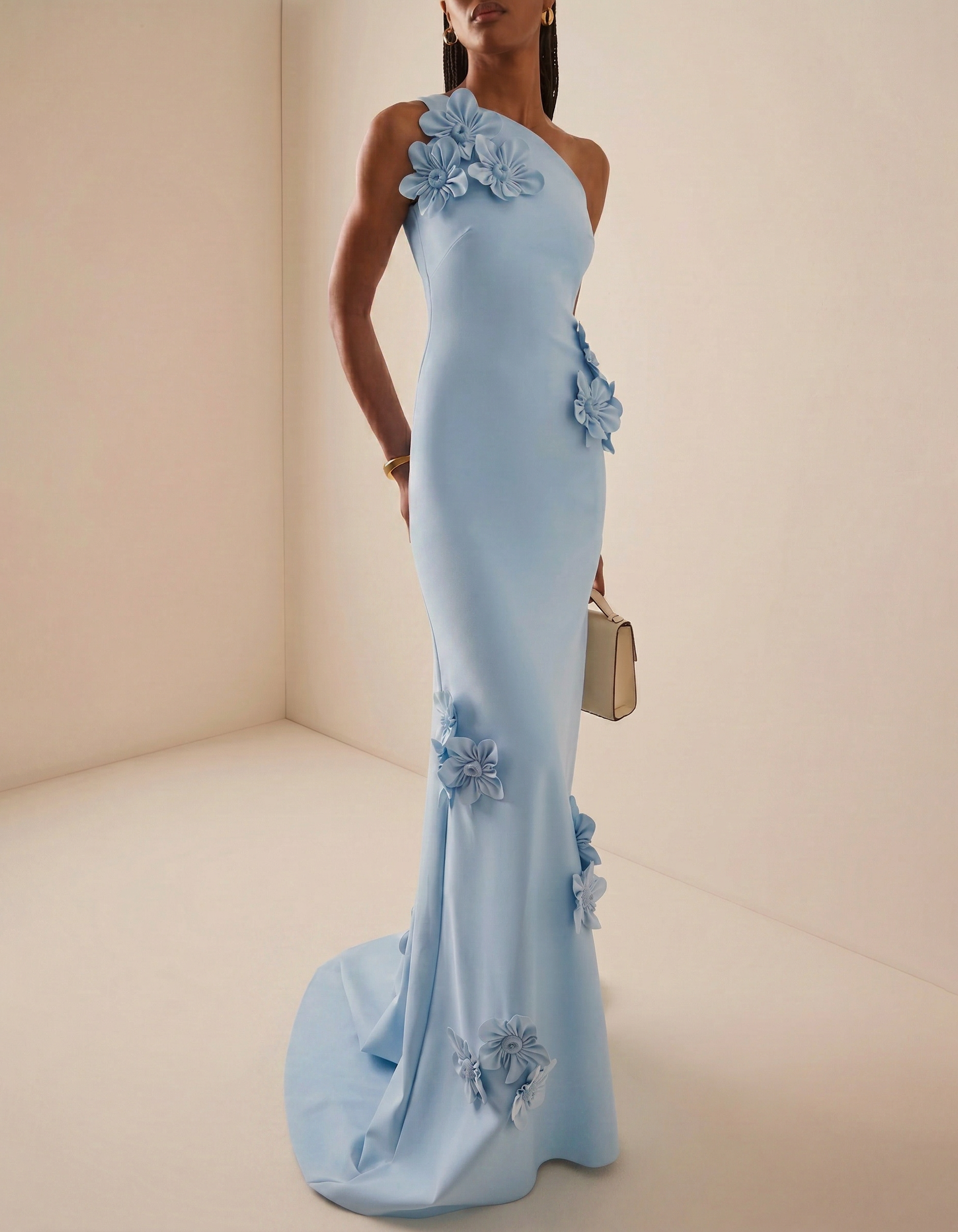 chiffon fishtail dress Clio White Print Halter-Neck Chiffon Fishtail Maxi Dress  Club L London