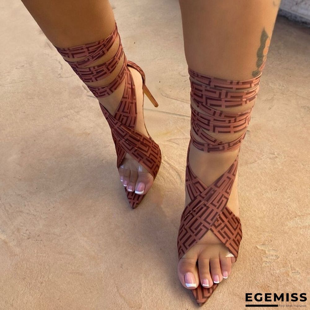 Coffee Fashion Casual Bandage Patchwork Pointed Out Door Shoes | EGEMISS