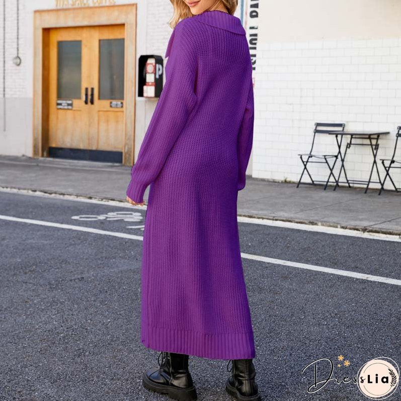 Casual Solid Colour Long Cardigan