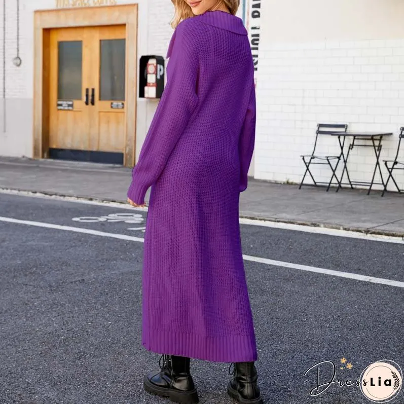 Casual Solid Colour Long Cardigan