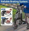 Soundfuse 3 Wheel Walkers for Seniors, Lightweight Foldable Aluminum Rollator Walker, Height Adjustable Three Wheel Walker, Black