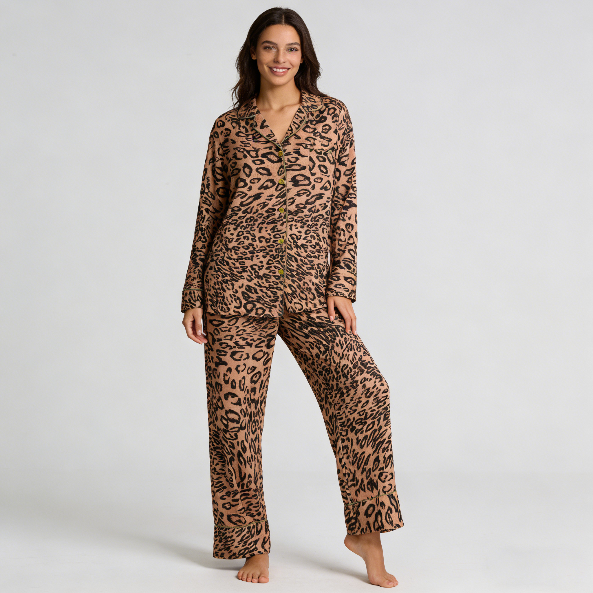 Leopard Print Silk Pajamas for Women in Spring REAL SILK LIFE