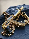 High-end Private Custom Vintage Texture 22k Gold AK Pendant 