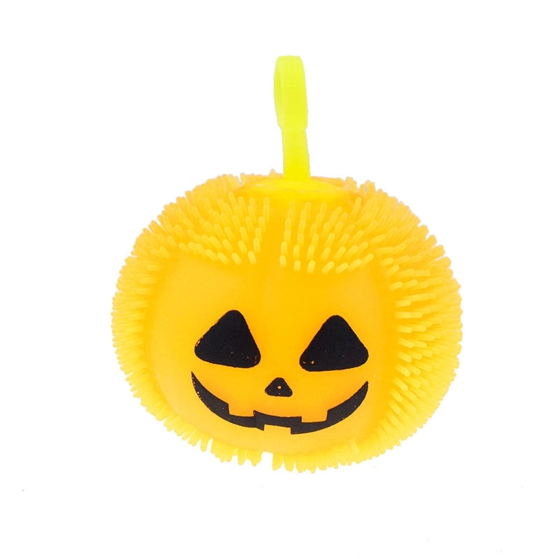 Novelty Tpr Plastic Squeeze Pumpkin Light Hairy Ball Halloween Toys