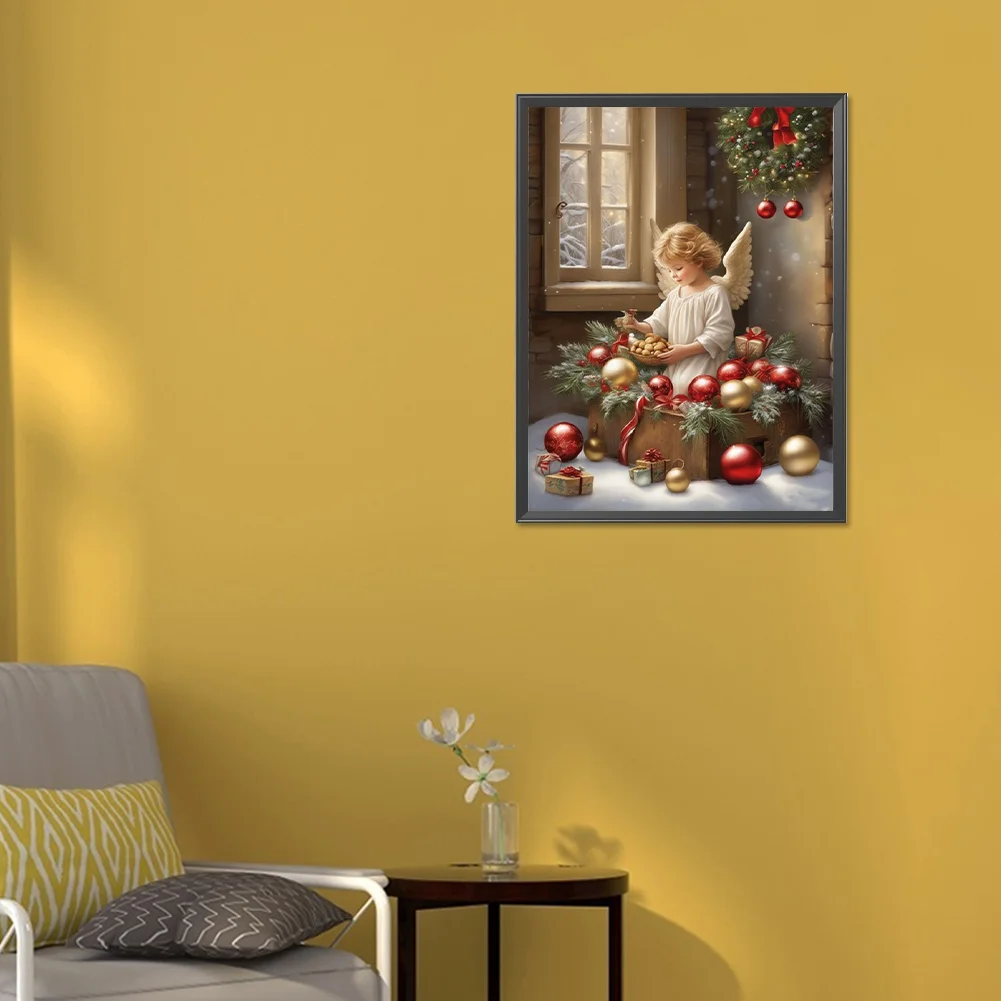 Diamond Painting - Full Round Drill - Christmas Angel Girl(Canvas|30*40cm)