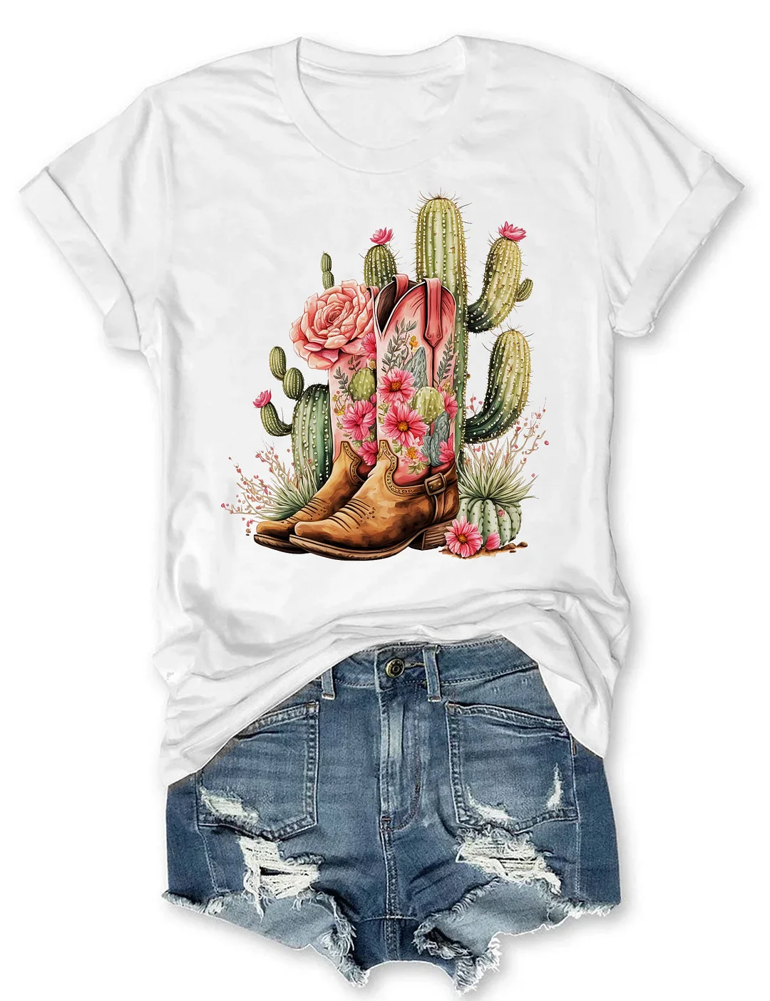Cowgirl Boots & Cactus T-shirt