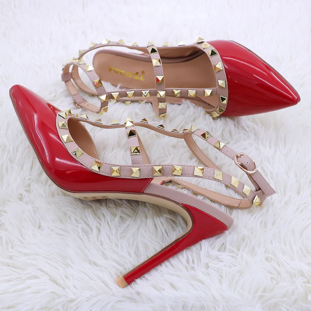 100mm High Heels Rivets Sandals PU-vocosishoes
