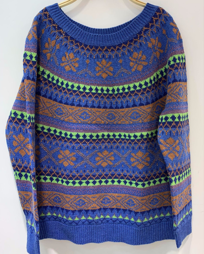 New Loose Vintage Jacquard Ethnic Style Pullover Sweater