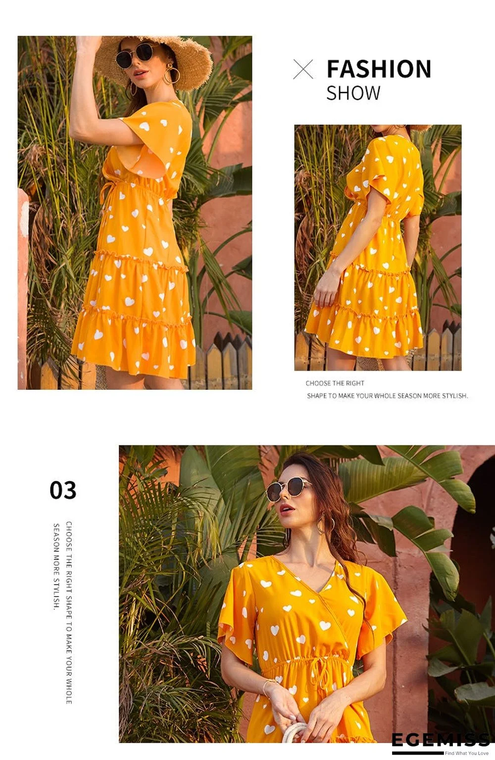 Women's Chiffon V-neck Lace Up Dress Casual | EGEMISS