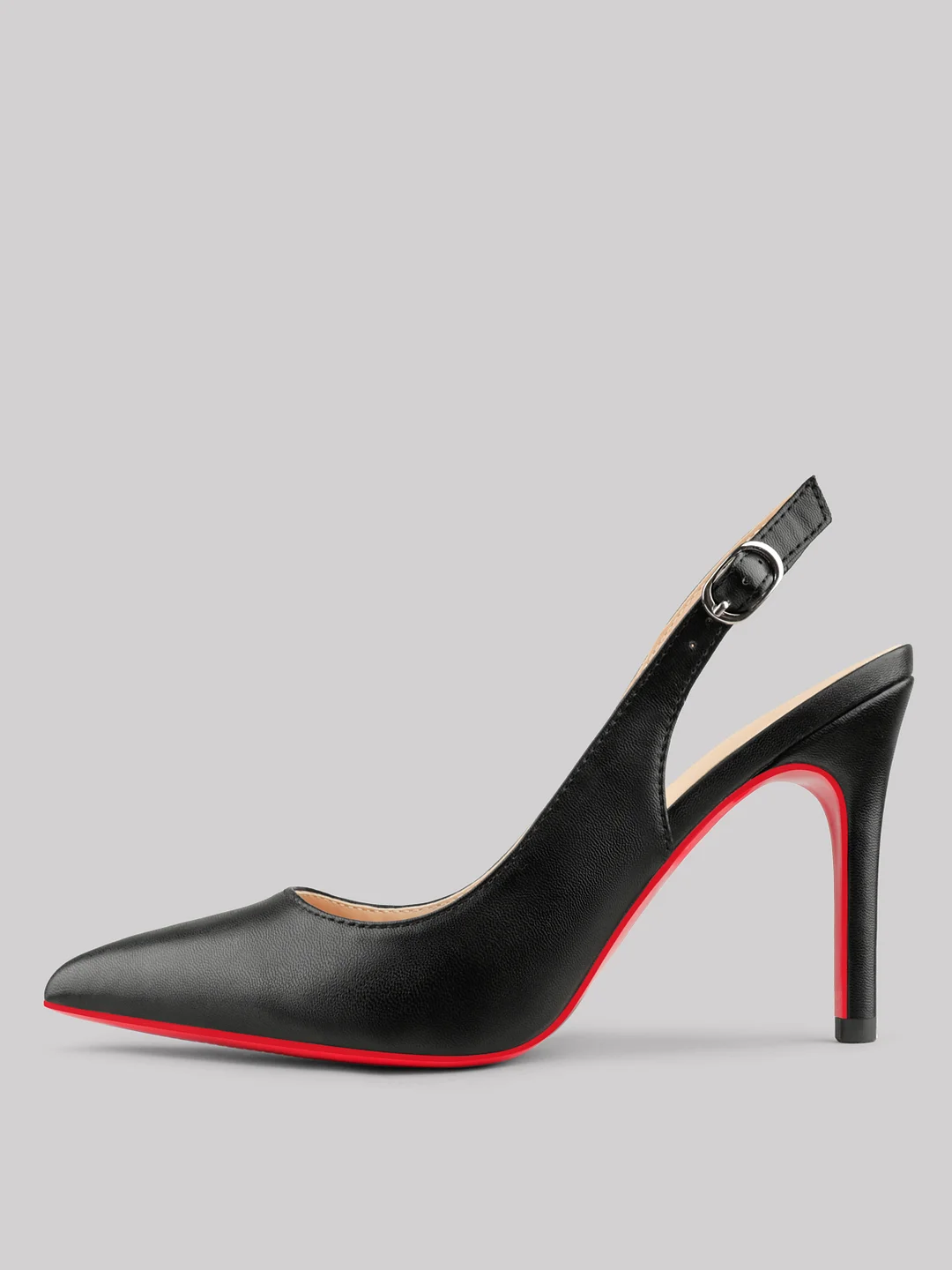85mm Mid Heels for Women Slingback Pumps Sandals Pointy Toe Pumps Red Bottoms Shoes Matte Heels