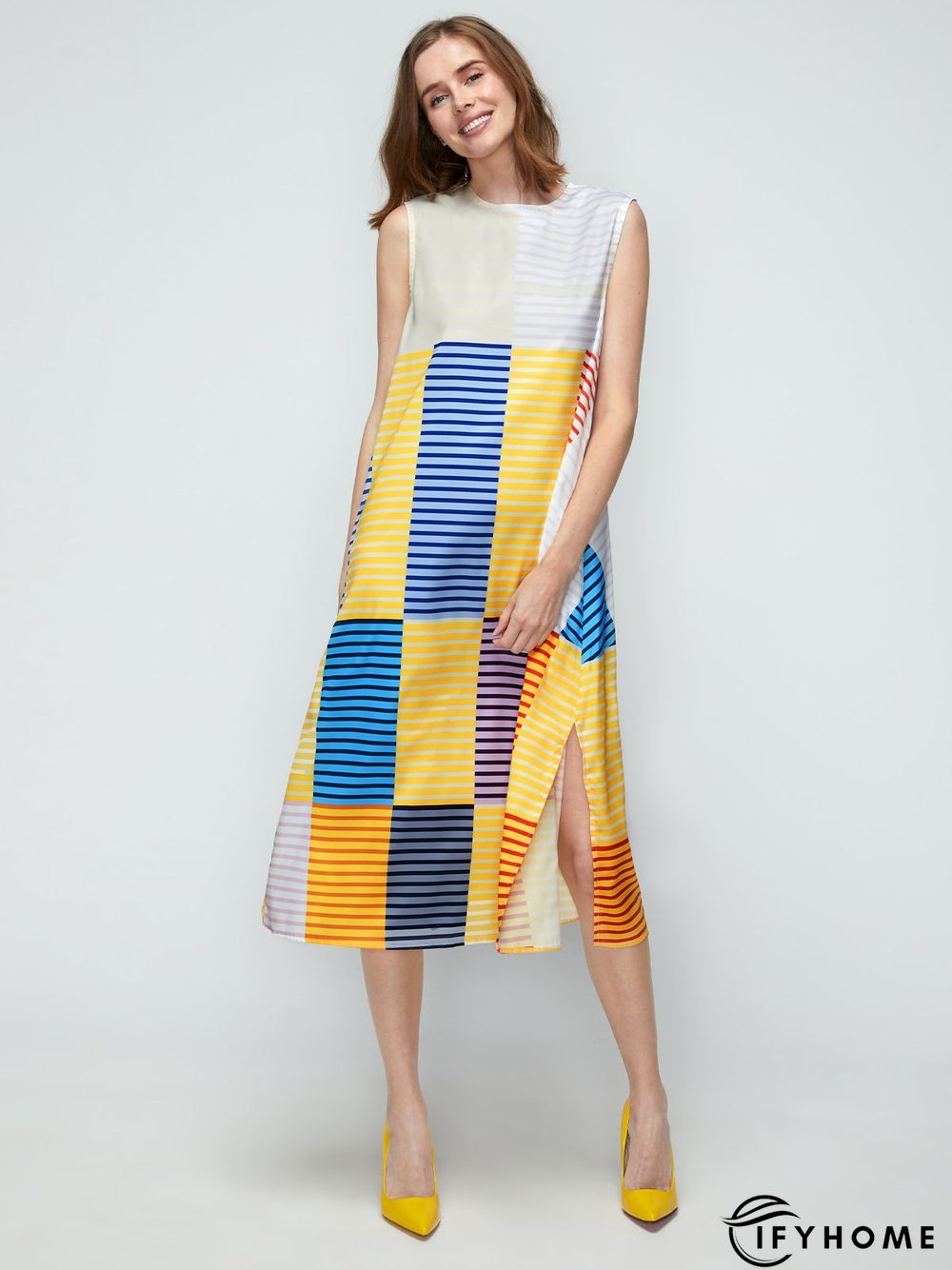 Summer Crew Neck A-line Plain Elegant Sleeveless Woven Daily Dresses | IFYHOME