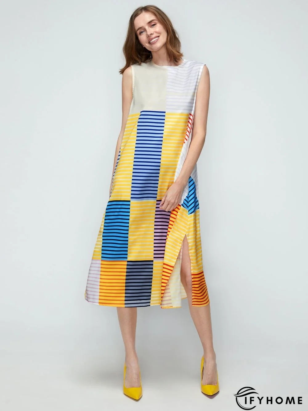 Summer Crew Neck A-line Plain Elegant Sleeveless Woven Daily Dresses | IFYHOME