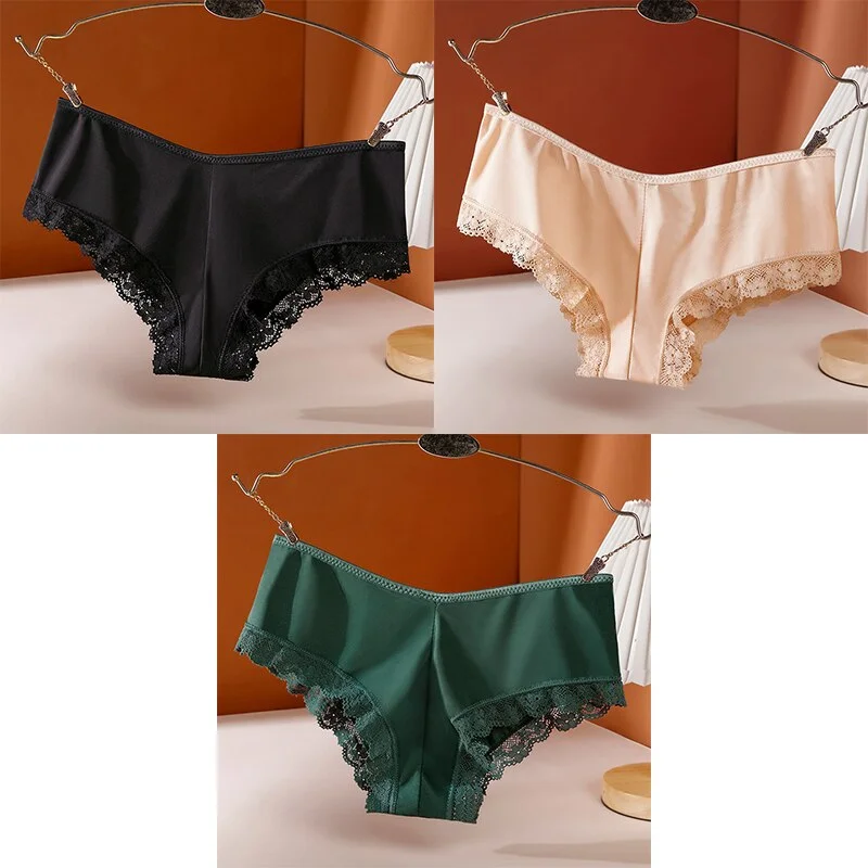Billionm Sexy Women's Panties Low-Rise Hollow Out Cross Underwear Ice Silk Lace Female Comfort Seamless Lingerie