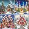 (US Local)4pack Xmas House-Crystal Rhinestone Diamond Painting(30x30cm)