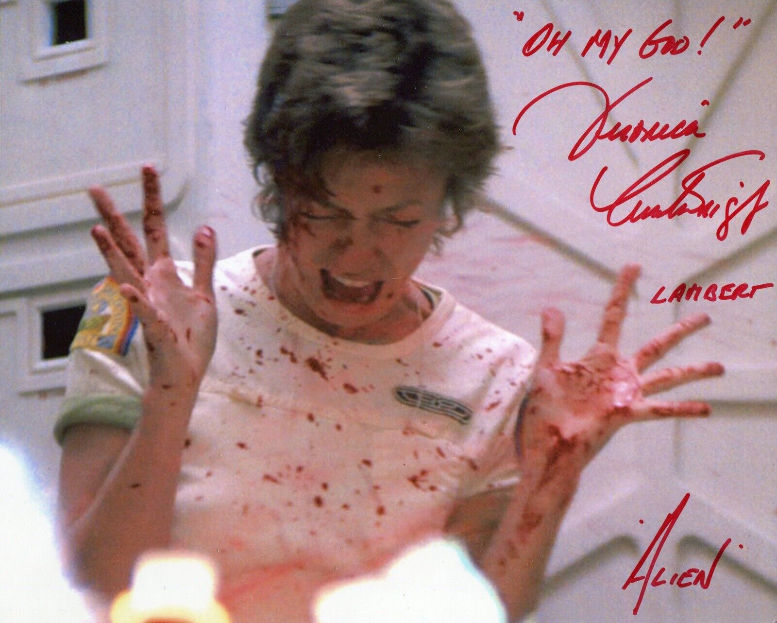 Veronica Cartwright signed Sci-Fi thriller ALIEN bloody movie scene 8x10 Photo Poster painting