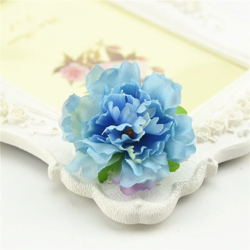 10pcs Cheap 4.5cm Mini Artificial Silk Flower Heads European Fall Vivid Peony For Wedding Home Decoration Chrismas Gift Crafts