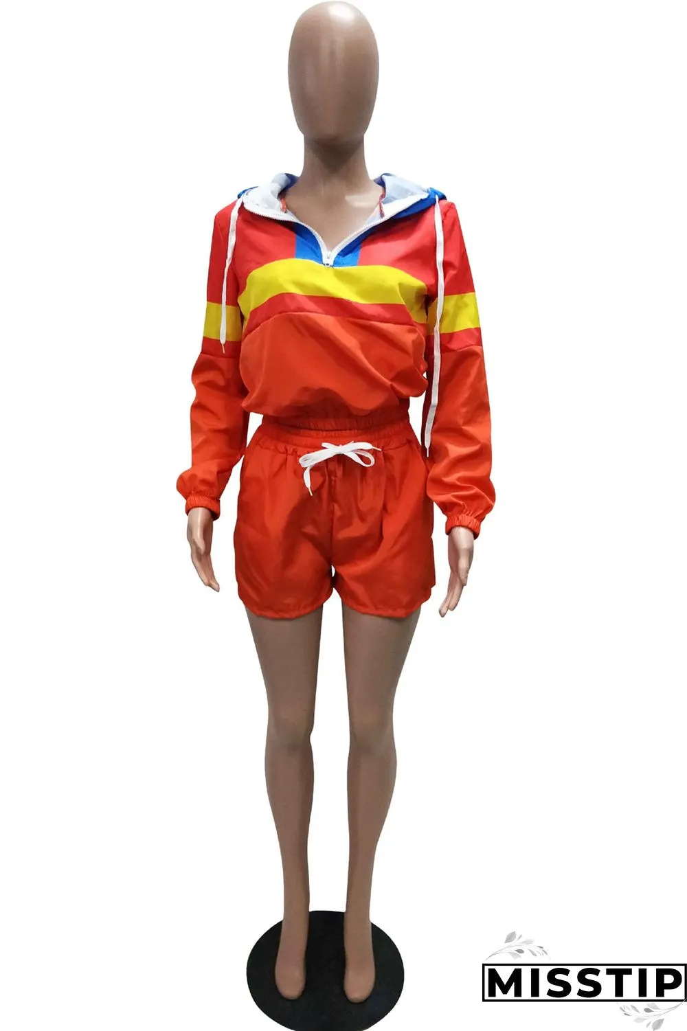 Green Casual Patchwork Sports Two-piece Set