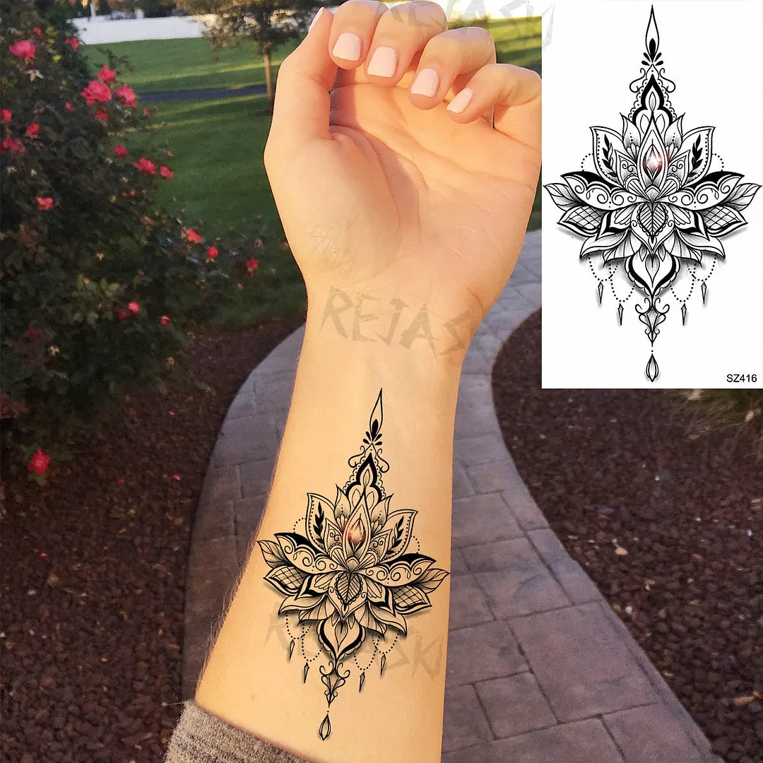 Colored Rose Fashion Feet Temporary Tattoos For Women Adult Hummingbird Sunflower Fake Tattoo Body Art Washable Tatoos Sticker