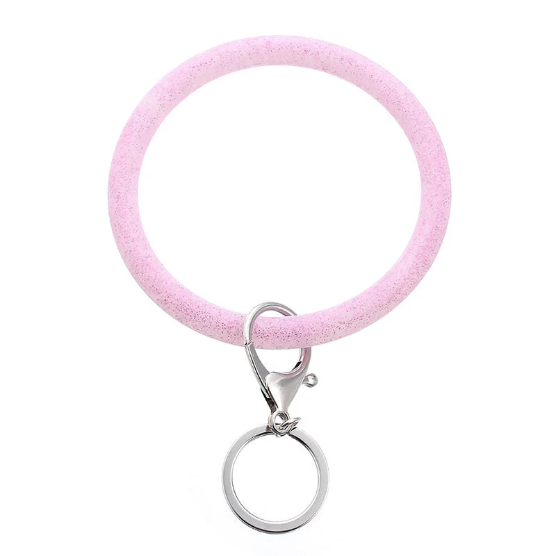 Dvacaman Hot Sale Big O Shaped Silicone Loop Wrist Key Ring Keychain with Gold O Clasp Round Key Wrist Strap Accessory Wholesale