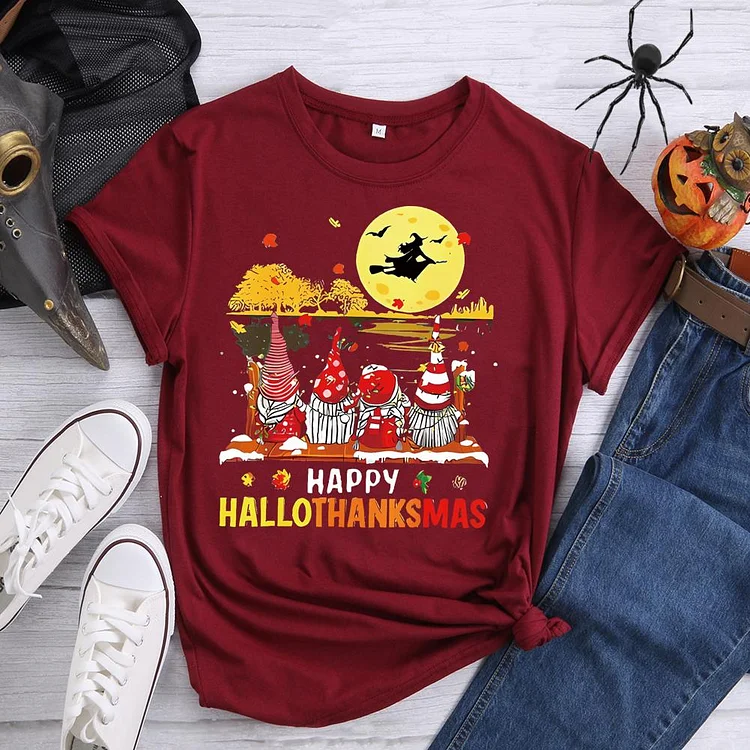 Happy Halloween Round Neck T-shirt-0019068