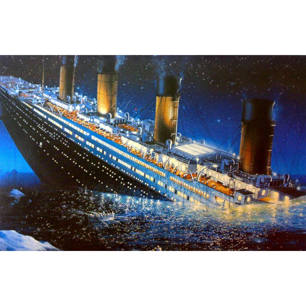 Sink Titanic 11CT pre-stamped canvas(50*35cm) cross stitch