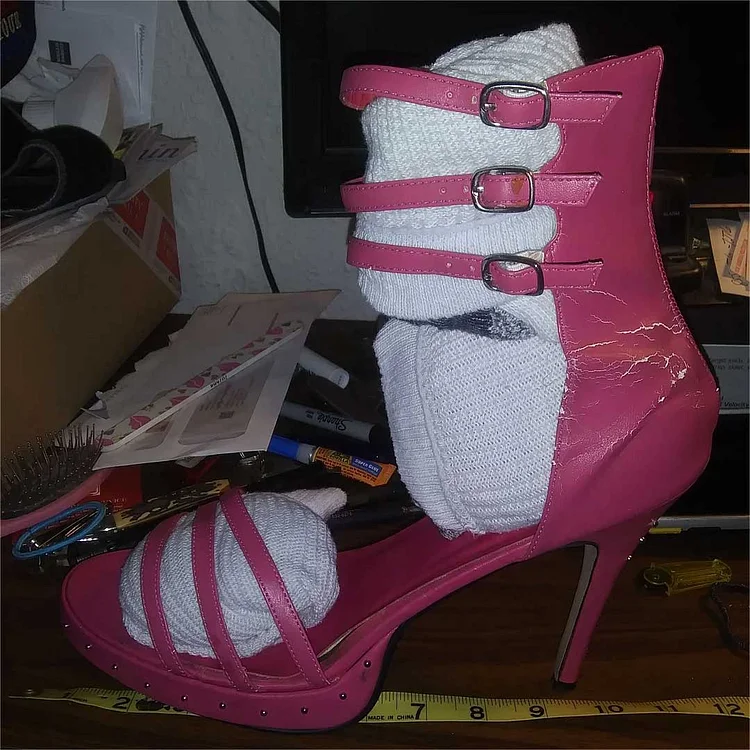 Custom Made Hot Pink Multi-Buckle Studs Sandals |FSJ Shoes