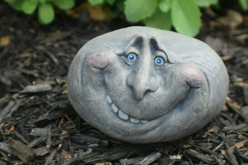 Funny Rock Face Garden/Yard Art Sculpture