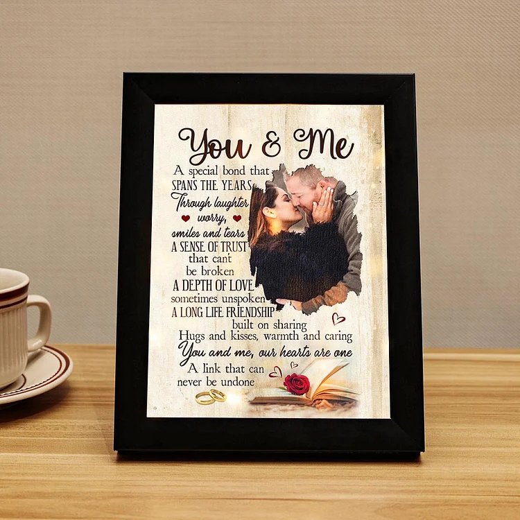 A Depth of Love Photo Frame Personalized LED Light Shadow Box Couple Gifts