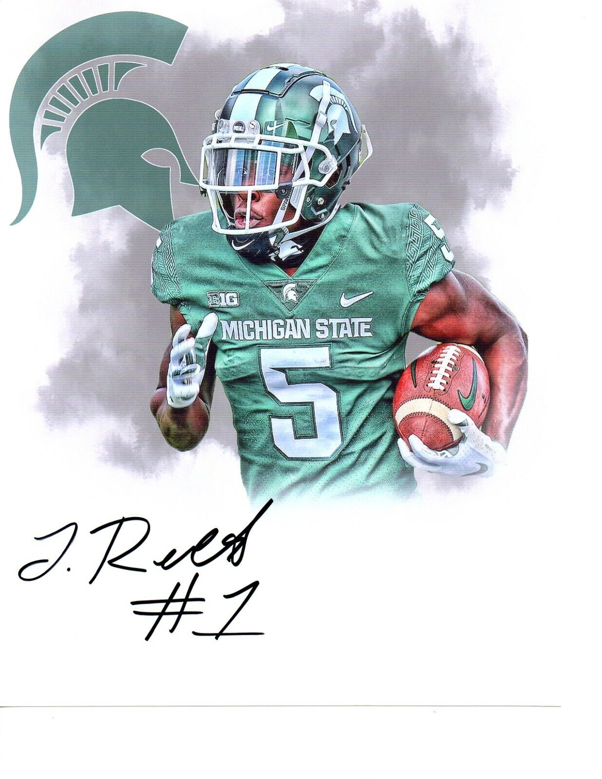 Jayden Reed Michigan State football signed autograph 8x10 Photo Poster painting edit MSU c