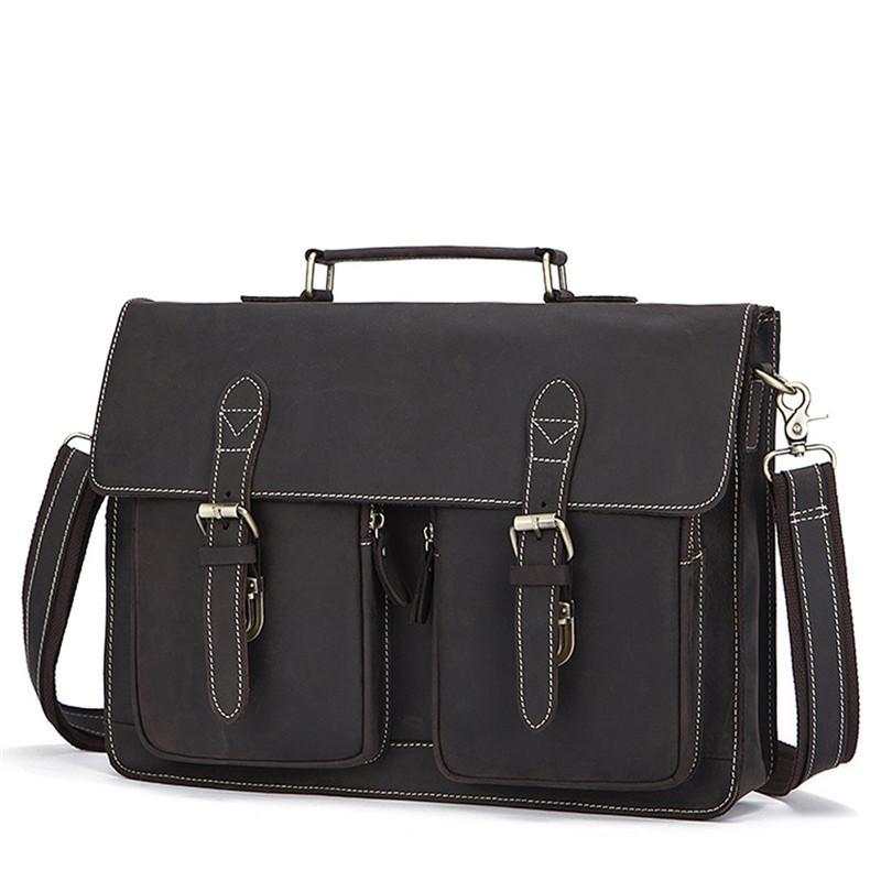 Mens Fashion Classic Leather Vintage Shoulder Bags Crossbody Packs
