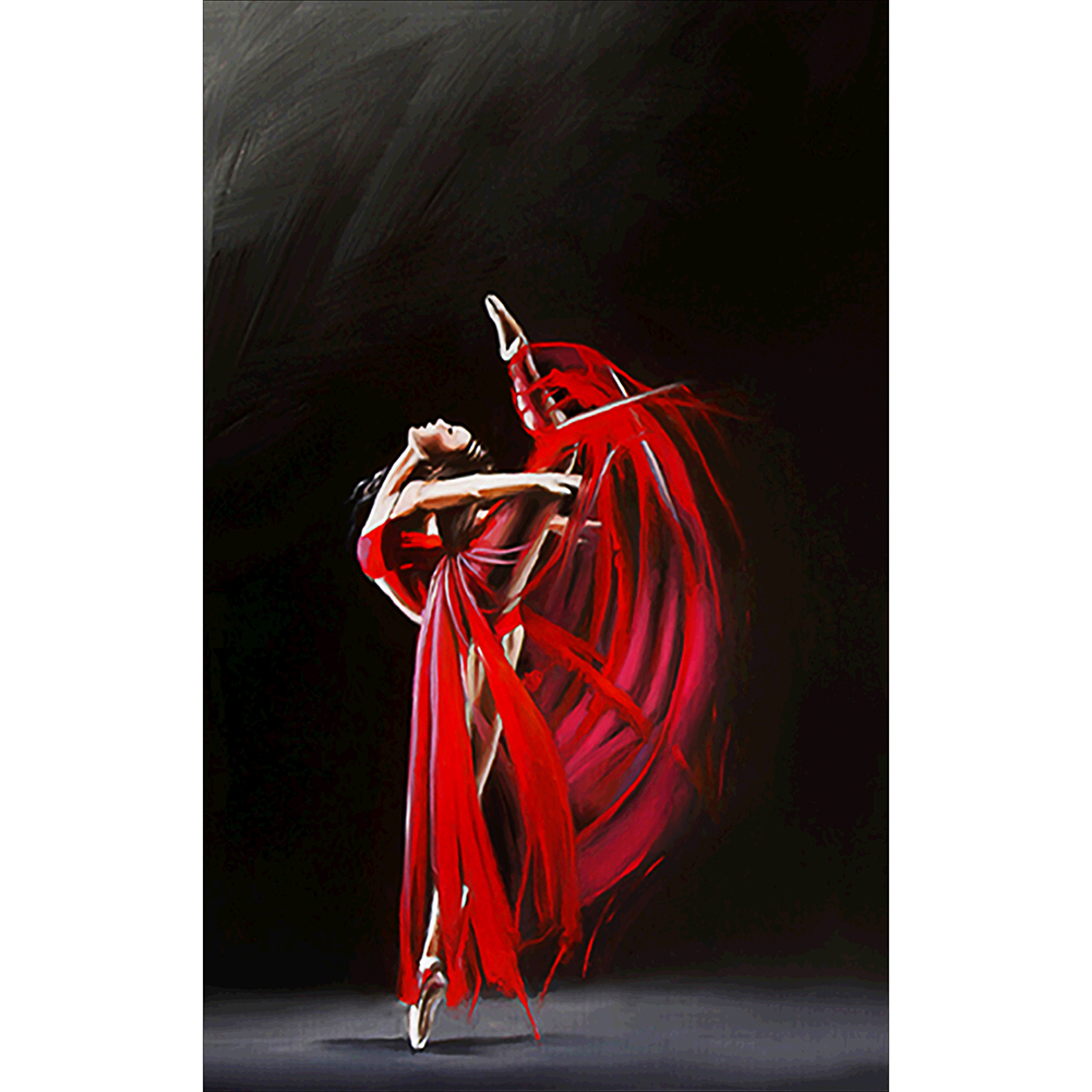 

40*60CM-Red Dancing Girl-Round Drill Diamond Painting, 501 Original