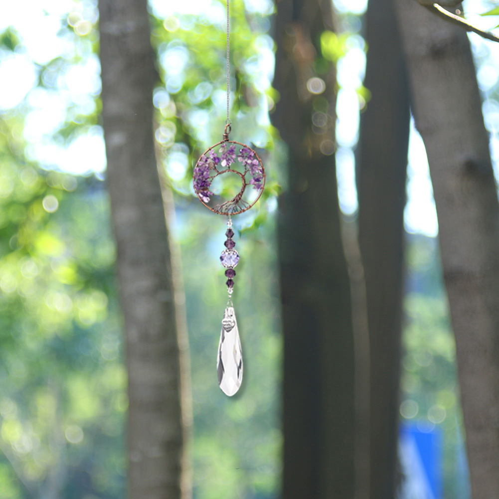 

Purple Crystal Stone Beads Prism Pendant Hanging Window Ornament, 501 Original