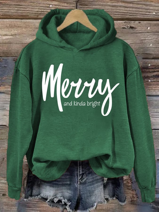 Women's Christmas Merry and kinda bright hoodie