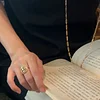 French vintage handcrafted light luxury fashion sparkling adjustable ring