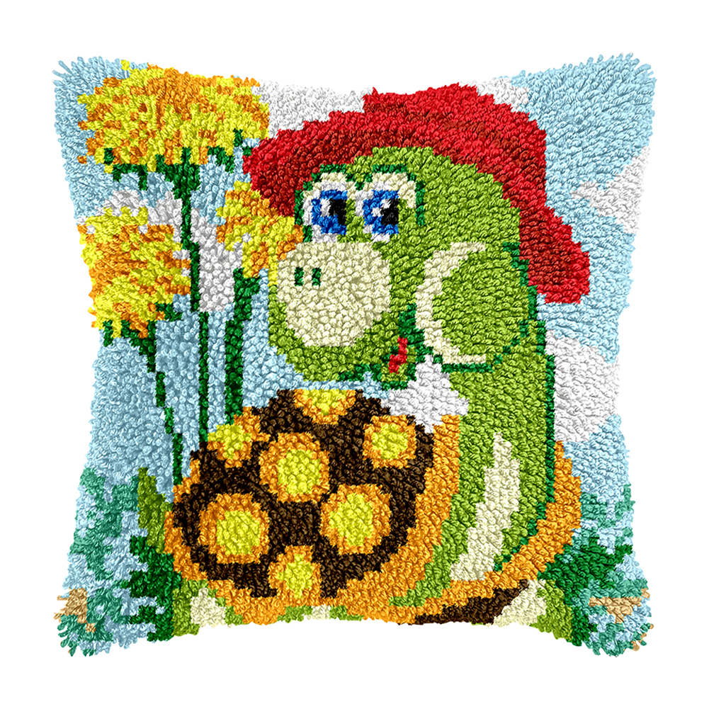 43x43cm Cartoon Dragon Cross Stitch Pattern Latch Hook Pillowcase for Needlework