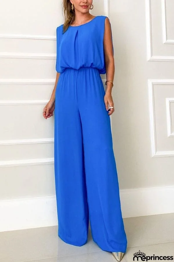 So Easy To Chic Elastic Waist Lace-up Back Jumpsuit